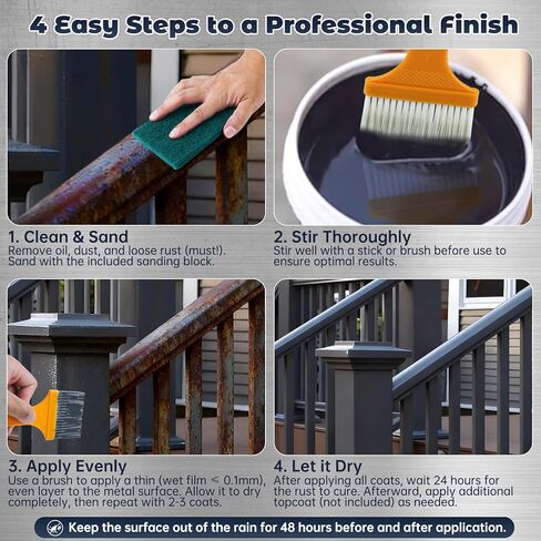 محول الصدأ 2 في 1 وبطانة معدنية - طلاء أسود مانع للصدأ بوزن 35 أونصة لحماية المعادن، طلاء مضاد للصدأ طويل الأمد للسيارات، السياج الحديدي، باب المرآب، الأثاث الخارجي in Kuwait