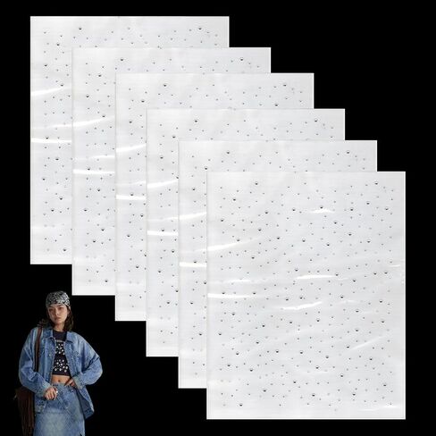 12 Sheets Iron on Rhinestone Sheets for Heat Press | Hotfix Rhinestone Transfers, Flat Round Crystal Decals, Glitter Gems Stickers, Iron on Patches for T-Shirts, Denim, Clothing, DIY Crafts in Saudi Arabia