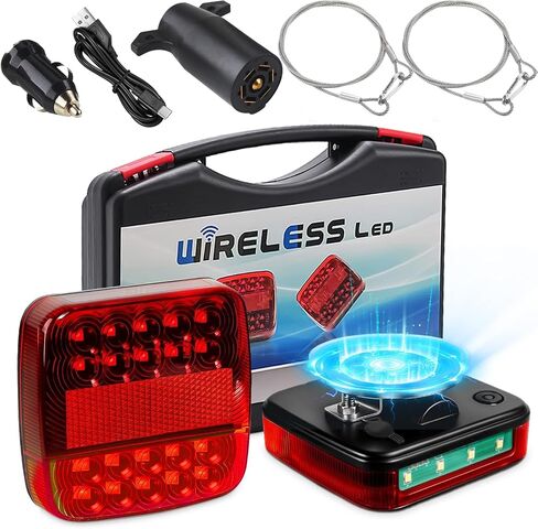 Wireless Trailer Lights Magnetic, Upgrade Rechargeable Wireless Trailer Tow Lights LED Kit, IP65 Waterproof, 10-Hour Battery Life, 100 FT Signal Synchronization for Towing Truck Camper RV Boat in Saudi Arabia