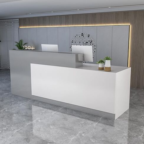 Reception Counter Desk, Front Counter Desk with Lockable Drawers, Modern Retail Counter, Wooden Computer Desk Reception Table, for Checkout Office/Beauty Salon/Lobby C-Right in Saudi Arabia