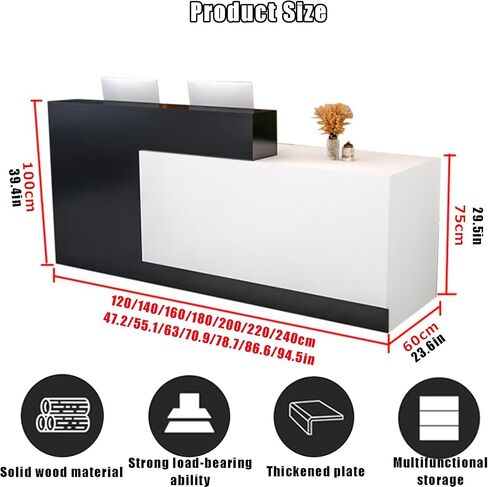 Reception Counter Desk, Front Counter Desk with Lockable Drawers, Modern Retail Counter, Wooden Computer Desk Reception Table, for Checkout Office/Beauty Salon/Lobby C-Right in Saudi Arabia