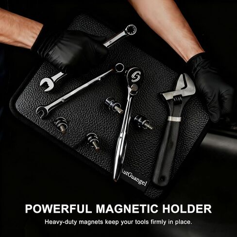 حصيرة أدوات مغناطيسية مرنة وحامل للميكانيكا، لوحة مغناطيسية احترافية غير قابلة للانزلاق مقاس 13 × 10 بوصة للأدوات، حصيرة مغناطيسية شديدة التحمل للمرآب وورش العمل وإصلاح السيارات (أسود) in Kuwait