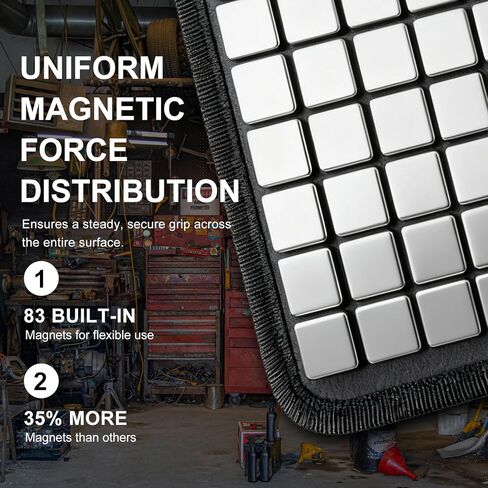 حصيرة أدوات مغناطيسية مرنة وحامل للميكانيكا، لوحة مغناطيسية احترافية غير قابلة للانزلاق مقاس 13 × 10 بوصة للأدوات، حصيرة مغناطيسية شديدة التحمل للمرآب وورش العمل وإصلاح السيارات (أسود) in Kuwait