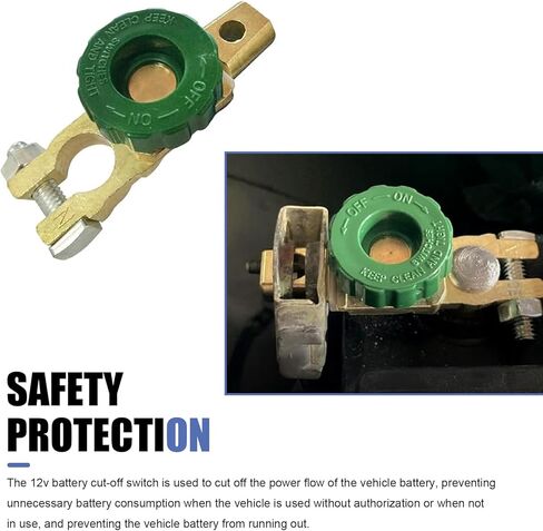 قطعتان من مفاتيح فصل طاقة السيارة، مفتاح طرفي سريع الفصل لحماية كابل الطاقة، حماية من القطع النحاسي شديد التحمل ضد الصدأ، عالمي لمعظم شاحنات السيارات (أخضر) in Kuwait
