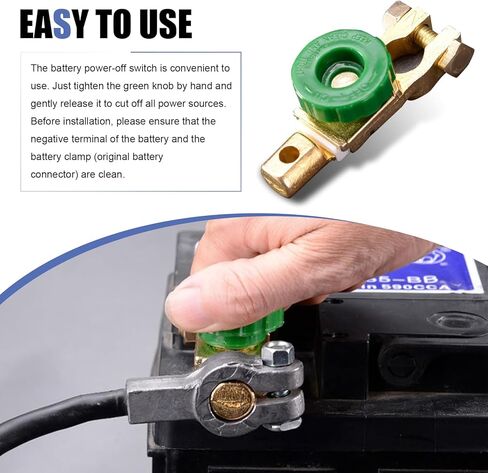 قطعتان من مفاتيح فصل طاقة السيارة، مفتاح طرفي سريع الفصل لحماية كابل الطاقة، حماية من القطع النحاسي شديد التحمل ضد الصدأ، عالمي لمعظم شاحنات السيارات (أخضر) in Kuwait