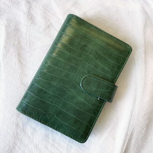 Parliky A6 Crocodile Texture Binder Notebook Portable Loose Leaf Journal Cover 6 Rings Cash Budget Planner for Office and School in Saudi Arabia