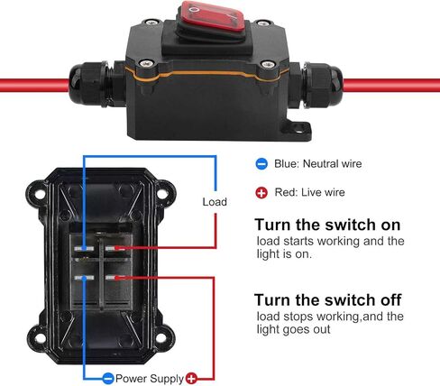 Waterproof Inline Cord Switch DC 12-24V Copper Ring Power Wire On/Off Switch in Saudi Arabia