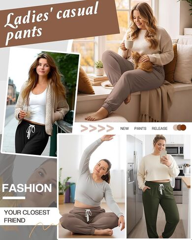 عبوة من 3 سراويل رياضية نسائية بمقاس كبير من Joggers Lounge بخصر مطاطي ورباط مع جيوب in Saudi Arabia