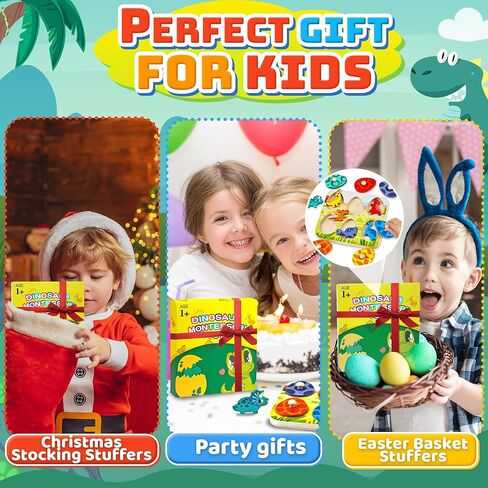 تخزين الألغاز الخشبية على شكل ديناصور للأطفال الصغار بعمر 1 عامين، لعبة مونتيسوري للصبي 1-3 ألوان مطابقة لغز ربط البيض للأطفال الصغار الذين تتراوح أعمارهم بين 2-4 أنشطة تعليمية وهدايا عيد ميلاد محرك جيد in Kuwait