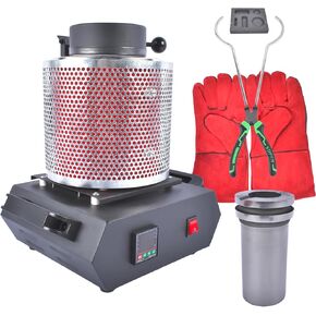 Upgraded 2KG Gold Melting Furnace 1500W 1100°C/2012°F, Compact High-Temperature Metal Casting Furnace with Graphite Crucible for Smelting Aluminum Gold Copper Metal Scrap 110V in Kuwait