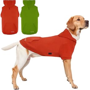 Kickred 2 Pieces Basic Cotton Dog Hoodie Sweater, Soft Pet Clothes Dog Sweatshirts, Dog Outfit Coat Pullover with Pocket and Leash Hole for Small Medium Large Dogs, M in Kuwait