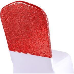 ANMINY 10 قطع أغطية خلفية للكراسي في جميع أنحاء أوشحة الكرسي الترتر أغطية انزلاقية قابلة للتمدد من الألياف اللدنة المزخرفة اللامعة اللامعة للولائم الرومانسية وحفلات الزفاف وديكور المنزل - ذهبي فاتح in Kuwait