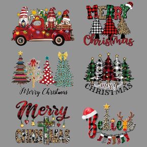6 Sheets Christmas Iron On Transfers for Tshirts Reindeer Santa Hat Black Red Xmas Appliques Christmas Iron On Transfer for Clothing Pillow Backpack Apron DIY Iron On Transfers in Kuwait