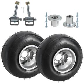 مجموعة العجلات الأمامية Go Kart مقاس 10x4.50-5 - إطار أملس بدون أنابيب مع حافة 5 بوصات، و3 محاور - تناسب Go Kart ATV UTV Drift Trike Buggy Quad - تتضمن محاور العجلات والمفاصل (مفاصل التوجيه الفضية) in Kuwait