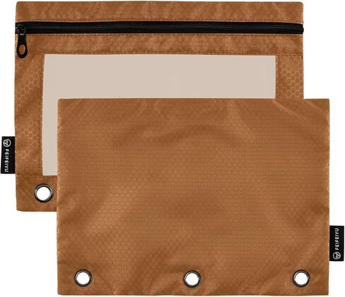 Binder Pouches,Saddle Brown Pencil Pouch for 3 Ring Binder 2 Pack Clear Pencil Bag with Zipper for Office School Supplies in Saudi Arabia