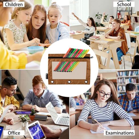 Binder Pouches,Saddle Brown Pencil Pouch for 3 Ring Binder 2 Pack Clear Pencil Bag with Zipper for Office School Supplies in Saudi Arabia