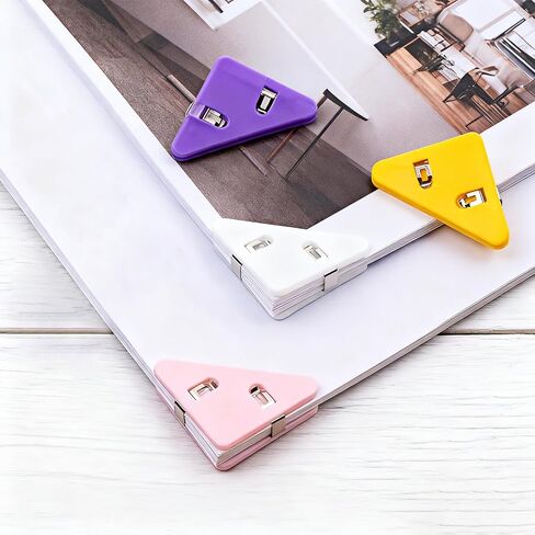 12 Pcs Triangular File Corner Clip, Plastic Corner Paper Clips, Triangular Binder Clips Set for Holding Documents Papers Home School Office Products(6 Colors) in Saudi Arabia