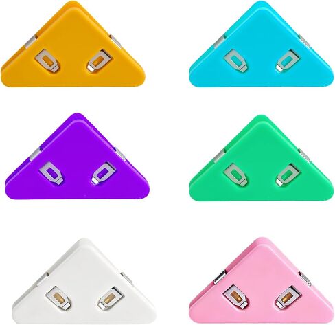 12 Pcs Triangular File Corner Clip, Plastic Corner Paper Clips, Triangular Binder Clips Set for Holding Documents Papers Home School Office Products(6 Colors) in Saudi Arabia