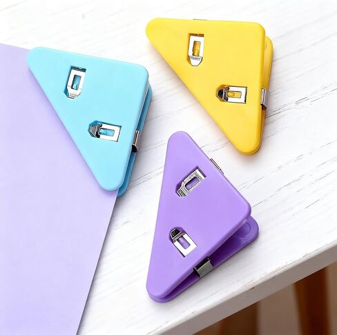 12 Pcs Triangular File Corner Clip, Plastic Corner Paper Clips, Triangular Binder Clips Set for Holding Documents Papers Home School Office Products(6 Colors) in Saudi Arabia