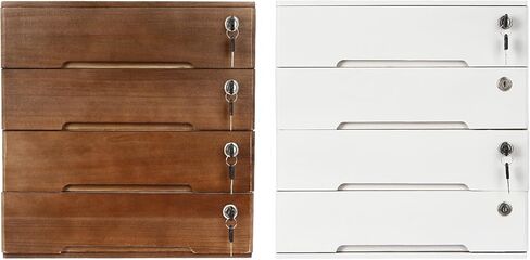 صندوق تخزين خشبي مكون من 4 أدراج ومنظم مكتب من 4 طبقات مع أدراج قابلة للقفل وخزانة ملفات مسطحة ومستلزمات مكتبية ومنظم ملفات وخزانة ملفات مكتبية مصنفة مقاس 15.75 × 11 × 15.94 بوصة (أبيض) in Kuwait