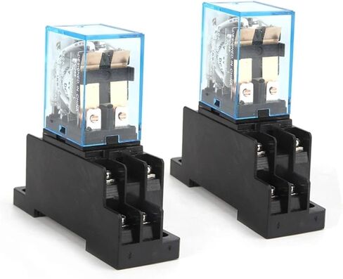 HH62P LY2NJ Electromagnetic Relay with 8-Pin Socket Base PTF08A, DPDT Configuration, DC12V-AC380V Compatible, 4.1x2.7x2.0cm Micro Relay and Base Set (AC 110V) in Saudi Arabia
