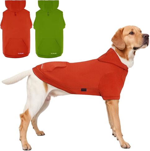 سترة بقلنسوة من القطن الأساسي مكونة من قطعتين من Kickred، سترات ناعمة للكلاب من ملابس الحيوانات الأليفة، بلوفر معطف للكلاب مع جيب وفتحة للمقود للكلاب الصغيرة والمتوسطة والكبيرة، مقاس M in Kuwait