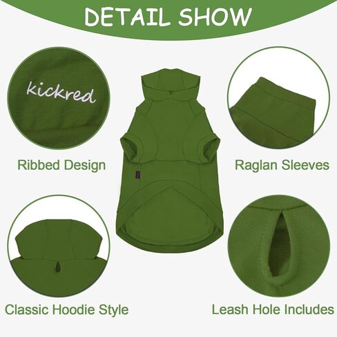 سترة بقلنسوة من القطن الأساسي مكونة من قطعتين من Kickred، سترات ناعمة للكلاب من ملابس الحيوانات الأليفة، بلوفر معطف للكلاب مع جيب وفتحة للمقود للكلاب الصغيرة والمتوسطة والكبيرة، مقاس M in Kuwait