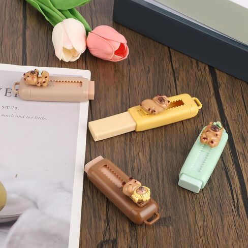 4pcs Cute Retractable Erasers, Sliding Retractable Pencil Eraser Office Stationery Potable Gift Supply for Students School Shop (4 Colors) in Saudi Arabia