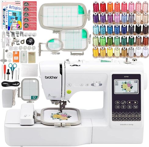Brother SE700 Combo Embroidery & Sewing Machine with 4 Embroidery Hoops, Embroidery Thread Set & Accessories in Saudi Arabia