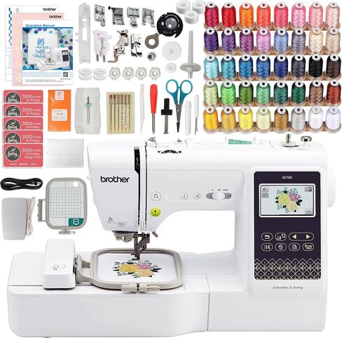 Brother SE700 Combo Embroidery & Sewing Machine with 4 Embroidery Hoops, Embroidery Thread Set & Accessories in Saudi Arabia