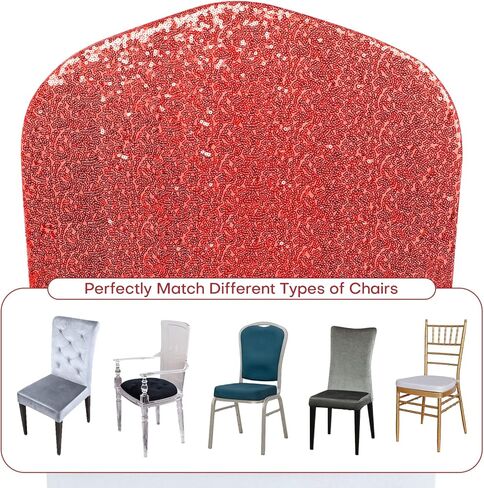 ANMINY 10 قطع أغطية خلفية للكراسي في جميع أنحاء أوشحة الكرسي الترتر أغطية انزلاقية قابلة للتمدد من الألياف اللدنة المزخرفة اللامعة اللامعة للولائم الرومانسية وحفلات الزفاف وديكور المنزل - ذهبي فاتح in Kuwait