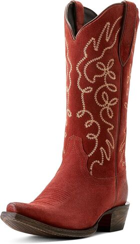 Ariat Womens Chandler Embroidered Pointed Toe Pull On Casual Boots Ankle Mid Heel 2-3" - Blue in Saudi Arabia