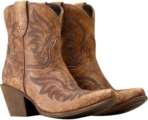 Ariat Womens Chandler مطرزة بمقدمة مدببة سحب على أحذية كاجوال بكعب متوسط ​​للكاحل 2-3 بوصة - أزرق in Kuwait