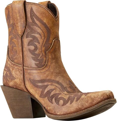 Ariat Womens Chandler مطرزة بمقدمة مدببة سحب على أحذية كاجوال بكعب متوسط ​​للكاحل 2-3 بوصة - أزرق in Kuwait