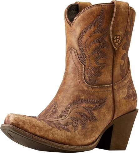 Ariat Womens Chandler مطرزة بمقدمة مدببة سحب على أحذية كاجوال بكعب متوسط ​​للكاحل 2-3 بوصة - أزرق in Kuwait