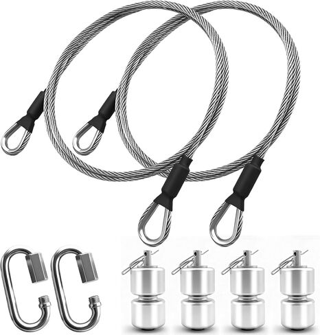 NAZOU 2Pcs 304 Stainless Steel Lift Cable Compatible with Gorilla Lift Parts Gorilla Lift Assist with 4Pcs Aluminum Alloy Rollers Trailer Lift Kit with EZ Spring Clips for Tailgate Ramp Assist in Kuwait
