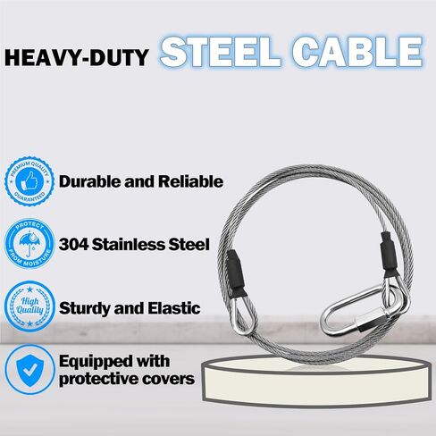 NAZOU 2Pcs 304 Stainless Steel Lift Cable Compatible with Gorilla Lift Parts Gorilla Lift Assist with 4Pcs Aluminum Alloy Rollers Trailer Lift Kit with EZ Spring Clips for Tailgate Ramp Assist in Kuwait