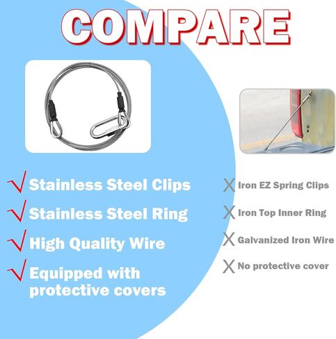 NAZOU 2Pcs 304 Stainless Steel Lift Cable Compatible with Gorilla Lift Parts Gorilla Lift Assist with 4Pcs Aluminum Alloy Rollers Trailer Lift Kit with EZ Spring Clips for Tailgate Ramp Assist in Kuwait