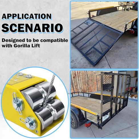 NAZOU 2Pcs 304 Stainless Steel Lift Cable Compatible with Gorilla Lift Parts Gorilla Lift Assist with 4Pcs Aluminum Alloy Rollers Trailer Lift Kit with EZ Spring Clips for Tailgate Ramp Assist in Kuwait