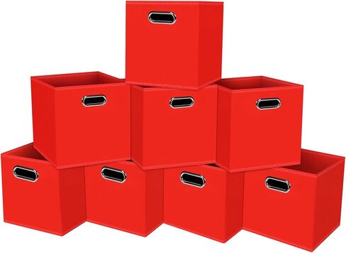صناديق تخزين قماشية من STOREONE، حاويات سلال مكعبات - (11X11X11 بوصة) مع مقابض مزدوجة لخزانة الرف، ومنزل الحضانة، ومنظمات غرفة النوم، مجموعة قابلة للطي من 3 (أزرق داكن) in Kuwait