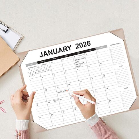 Desk Calendar 2026-2027 with Desk Mat – 22" x 17" Large Desk Pad Calendar Runs from January 2026 to June 2027, Office Supplies Desktop Monthly Calendar for Home & Office in Saudi Arabia
