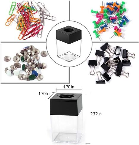 Paper Clip Holder, Paperclip Dispenser with Magnetic Lid, Paper Clips Organizer Container Storage for Desk, School, Office, 100 Clip Capacity, Black in Saudi Arabia