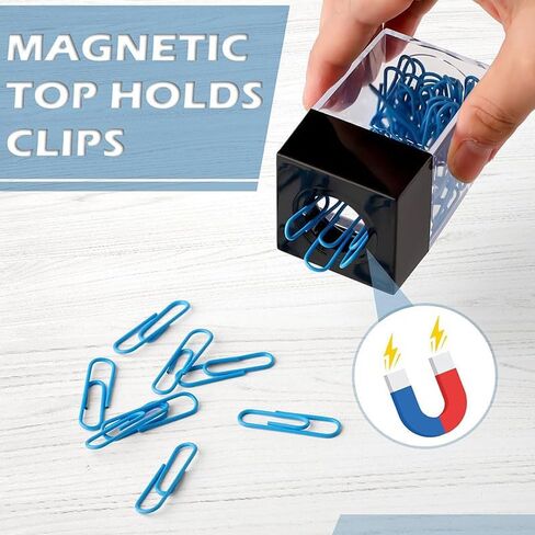 Paper Clip Holder, Paperclip Dispenser with Magnetic Lid, Paper Clips Organizer Container Storage for Desk, School, Office, 100 Clip Capacity, Black in Saudi Arabia