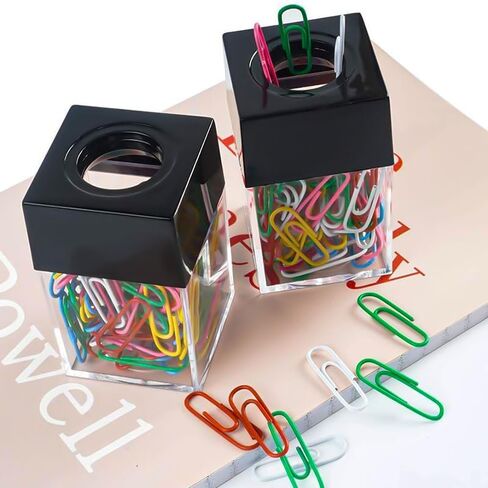 Paper Clip Holder, Paperclip Dispenser with Magnetic Lid, Paper Clips Organizer Container Storage for Desk, School, Office, 100 Clip Capacity, Black in Saudi Arabia