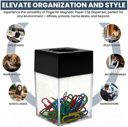 Paper Clip Holder, Paperclip Dispenser with Magnetic Lid, Paper Clips Organizer Container Storage for Desk, School, Office, 100 Clip Capacity, Black in Saudi Arabia