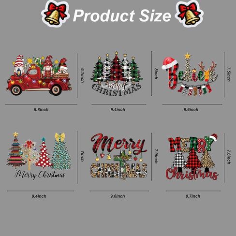 6 أوراق عيد الميلاد الحديد على النقل للقمصان الرنة سانتا قبعة أسود أحمر عيد الميلاد يزين عيد الميلاد الحديد على نقل للملابس وسادة حقيبة الظهر المئزر DIY الحديد على النقل in Kuwait