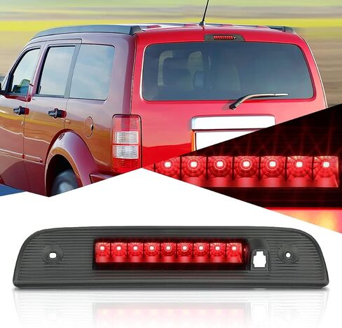 Auto Dynasty Full LED 3rd Third Tail Brake Light Rear Center High Mount Stop Lamp Compatible with Dodge Nitro 2007-2012, Chrome Housing Smoked Lens in Saudi Arabia