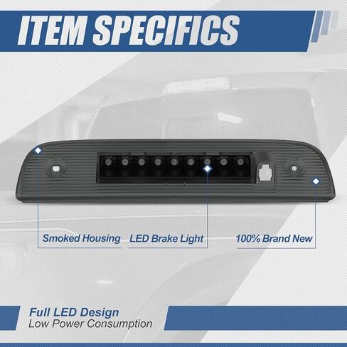 Auto Dynasty Full LED 3rd Third Tail Brake Light Rear Center High Mount Stop Lamp Compatible with Dodge Nitro 2007-2012, Chrome Housing Smoked Lens in Saudi Arabia