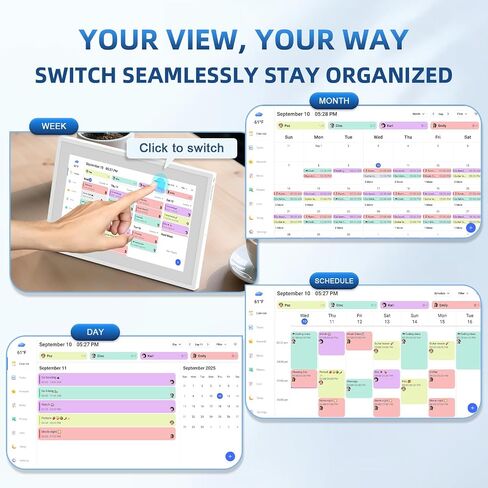 Calendar Digital 10.1 Inch, Digital Frame Combined Smart Touch Screen Electronic Wall Planner Family Organizer Chore for Family Schedules Gift for Mother Mom Women Grandpa in Kuwait
