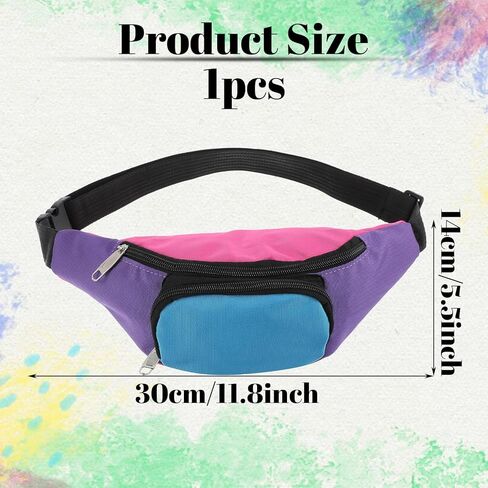 مجموعة فاني نيون راف فاني من الثمانينيات مع جيبين، وحقائب خصر بحزام ريترو للنساء والرجال، وإكسسوارات ملونة من الثمانينيات بالإضافة إلى حقيبة حزام بحجم كبير للركض والسفر وحفلات العطلات والمهرجانات in Kuwait